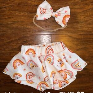Rainbow Patterned Kids Headband and Skirt Set